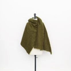 T22A02492 | Tufted Wool & Mohair Blanket -Nona Source Shop T22A02492 OliveBranch 02