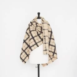 T22M00952 | Silk Large Check Tweed -Nona Source Shop T22M00952 Moonstone 02