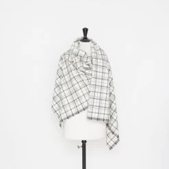 T22M00964 | Checked Virgin Wool Drap -Nona Source Shop T22M00964 DarkShadow 02