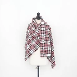 T22Z03911 | Wool & Cotton Tartan Bouclé Tweed -Nona Source Shop T22Z03911 Blueberry 02