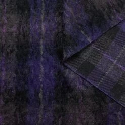 T24M10453 | Double Face Hairy Wool & Mohair Tartan 17 T24M10453 | Double Face Hairy Wool & Mohair Tartan -Nona Source Shop T24M10453 MulberryPurple 01