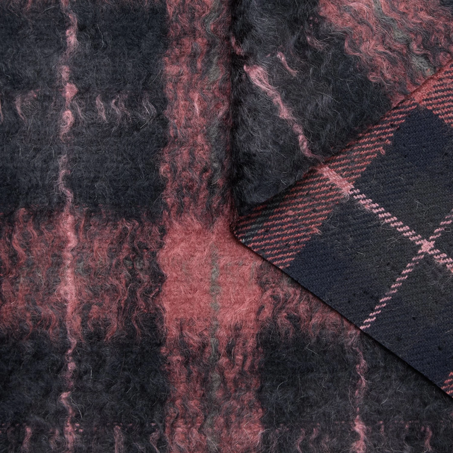 T24M10453 | Double Face Hairy Wool & Mohair Tartan 3 T24M10453 | Double Face Hairy Wool & Mohair Tartan